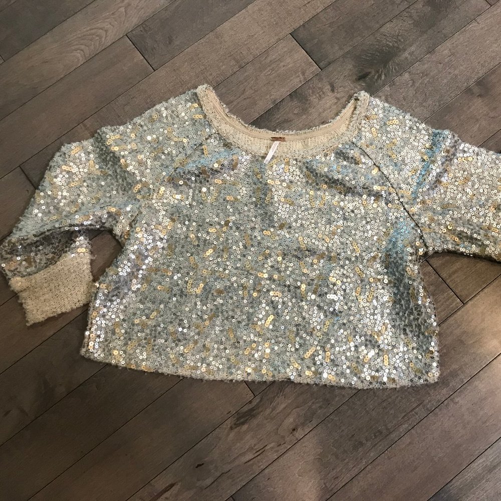 Free People Sequinned Cropped Sweater